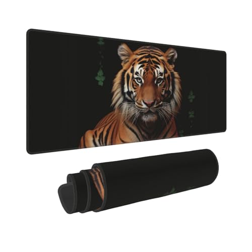 Großes Gaming-Mauspad mit rutschfester Gummiunterseite, mit Tiger und Pfoten, Mauspad mit genähtem Rand, erweiterte Schreibtischunterlage für Laptop, 30,5 x 80 cm, Schreibtischunterlage für Büro und Großes Gaming-Mauspad mit rutschfester Gummiunterseite, mit Tiger und Pfoten, Mauspad mit genähtem Rand, erweiterte Schreibtischunterlage für Laptop, 30,5 x 80 cm, Schreibtischunterlage für Büro und von QMNSEHF