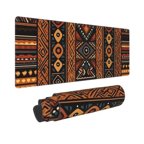 Großes Gaming-Mauspad mit rutschfester Gummiunterseite, traditionelles afrikanisches Design-Muster, Mauspad mit genähtem Rand, erweiterte Schreibtischunterlage für Laptop, 30,5 x 80 cm Großes Gaming-Mauspad mit rutschfester Gummiunterseite, traditionelles afrikanisches Design-Muster, Mauspad mit genähtem Rand, erweiterte Schreibtischunterlage für Laptop, 30,5 x 80 cm von QMNSEHF