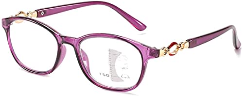 Photochrome Lesebrille, Bifokal Gleitsichtbrille, Blaulichtfilter Computerbrille, Sehstärke Sonnenbrille, Damen Vintage Brille, Entspiegelt Dioptrie +1,00 Bis +3,00 Purple,+2.50 von QMZDXH