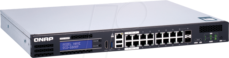 QNAP QGD-1600P4G - Switch, 16-Port, Gigabit Ethernet, PoE++, RJ45/SFP von QNAP