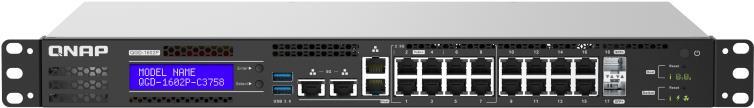 QNAP QGD-1602P - Switch - Smart - 4 x 100/1000/2.5G (PoE++) + 4 x 100/1000/2.5G (PoE+) + 8 x 10/100/1000 (PoE+) + 2 x 10 Gigabit SFP+ - an Rack montierbar - PoE++ (195 W) von QNAP