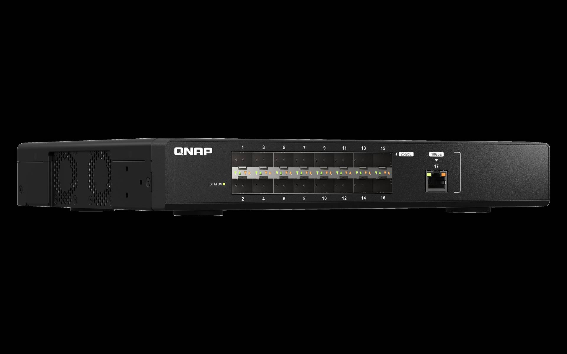 QNAP QSW-M5216-1T - Switch - managed - 16 x 25 Gigabit SFP28 + 1 x 10 Gigabit Ethernet - an Rack montierbar von QNAP