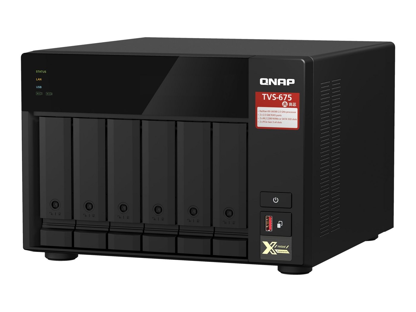 QNAP Serverschrank QNAP TVS-675-8G 6-bay NAS KX-U6580 8C/8T 2.5GHz 8GB 6xSATA 6Gb/s bays von QNAP