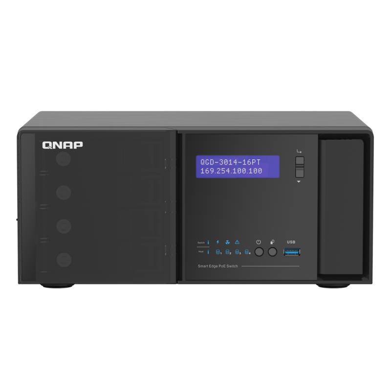 QNAP Systems QGD-3014-16PT-8G 16-Port Smart Managed Switch [14x 1GbE (RJ45), 2x 1GbE SFP/RJ45 Combo, 3x USB 3.0, 2x HDMI, 802.3at PoE+, Layer 2] von QNAP