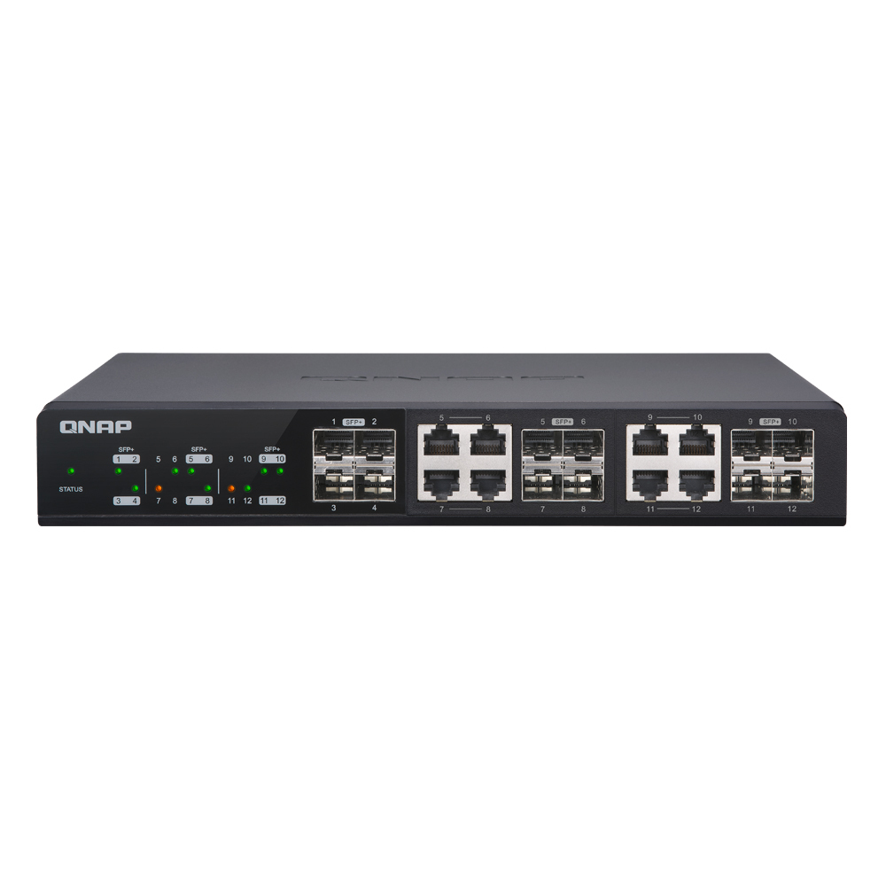 QNAP Systems QSW-M1208-8C 12-Port Smart Managed Switch [4x 10GbE SFP+, 8x 10GbE SFP+/RJ45 Combo, Layer 2, Netzwerkmanagement] von QNAP