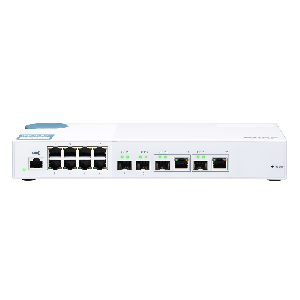QNAP Systems QSW-M408-2C 12-Port Smart Managed Switch [2x 10GbE SFP+, 2x 10GbE SFP+/RJ45 Combo, 8x 1GbE (RJ45), Layer 2, Netzwerkmanagement] von QNAP