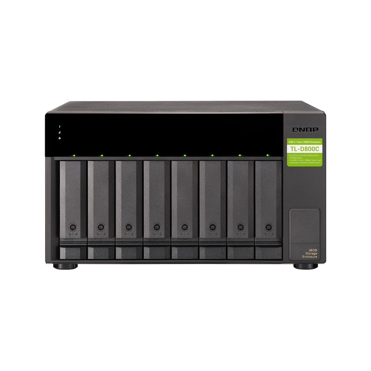 QNAP TL-D800C Erweiterungsgehäuse 8-Bay [0/8 HDD/SSD, 1x USB 3.2 Gen 2 Type-C] von QNAP