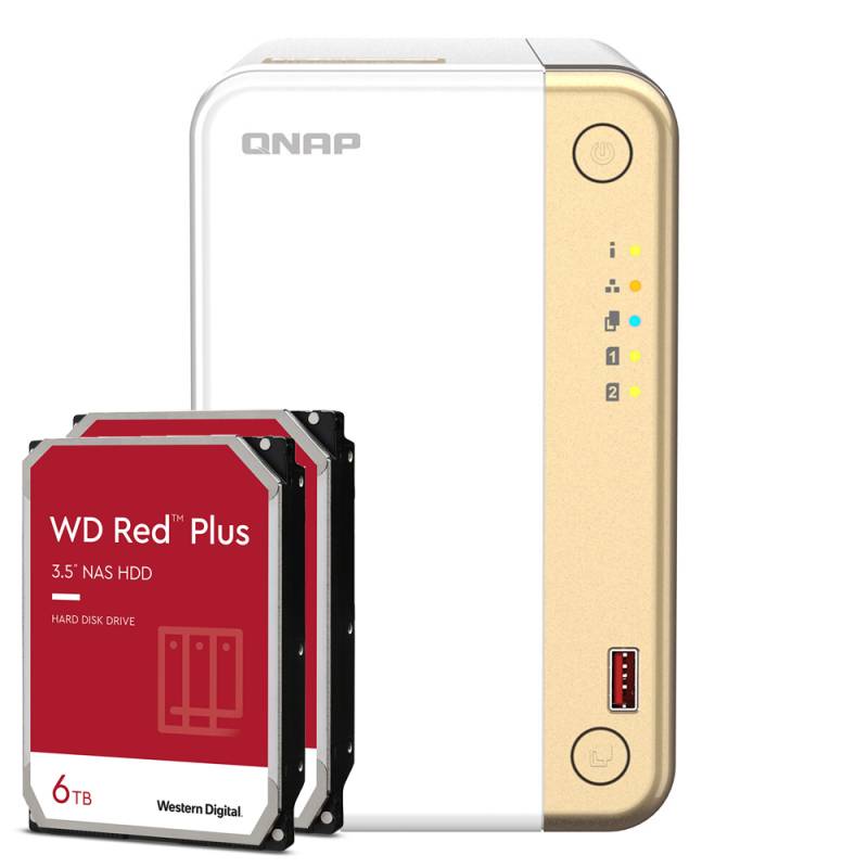 QNAP Systems TS-262-4G 12TB WD Red Plus NAS-Bundle NAS inkl. 2x 6TB WD Red Plus 3.5 Zoll SATA Festplatte von QNAP