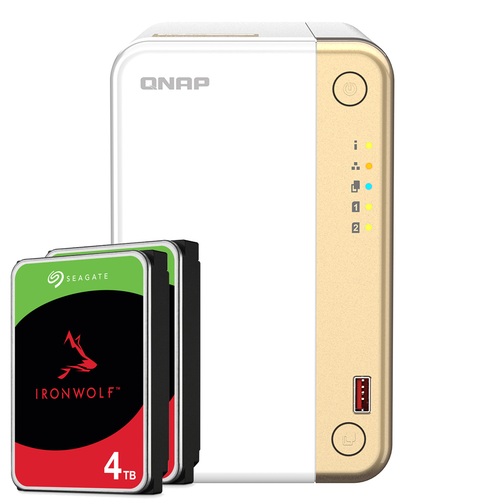 QNAP Systems TS-262-4G 8TB Seagate IronWolf NAS-Bundle NAS inkl. 2x 4TB Seagate IronWolf 3.5 Zoll SATA Festplatte von QNAP