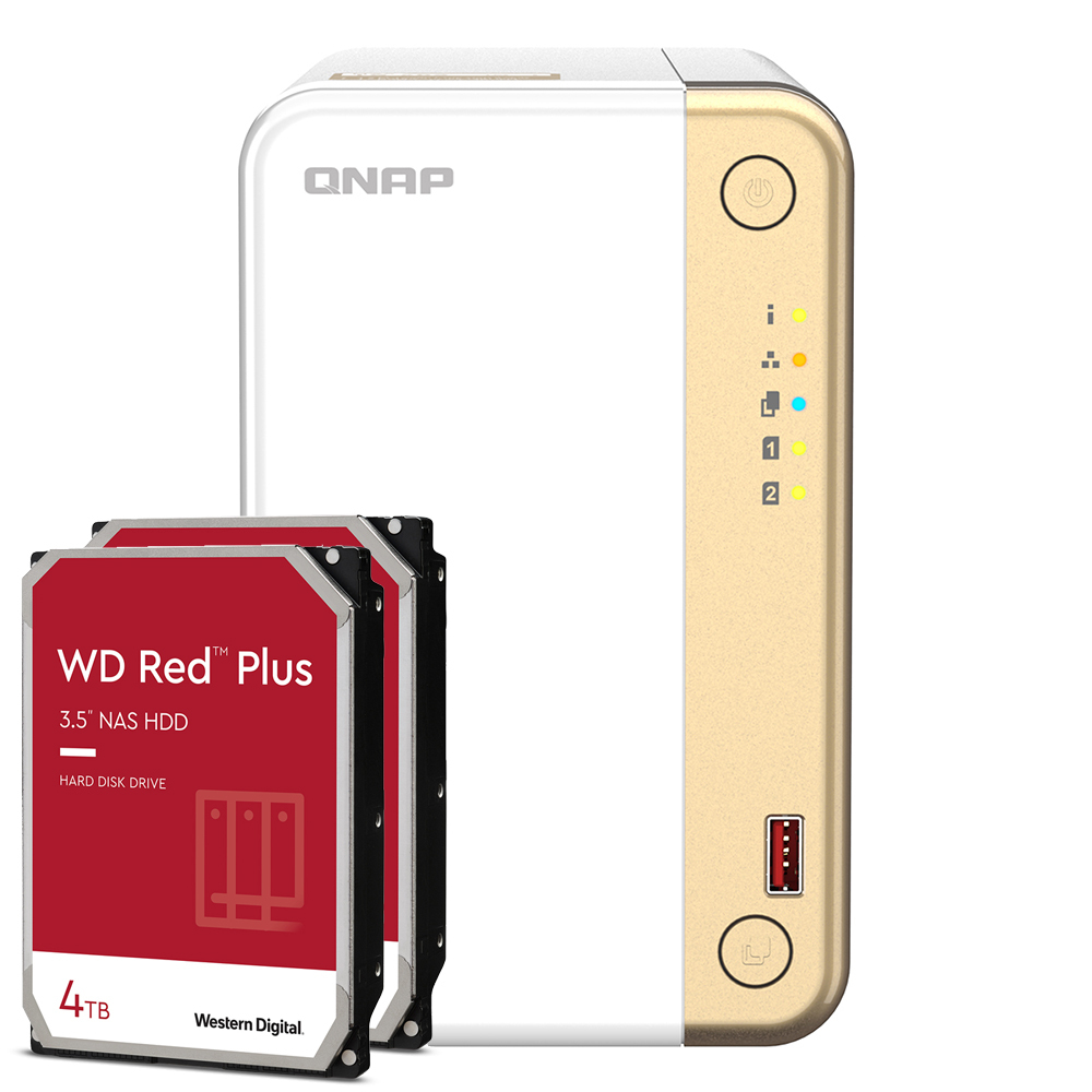 QNAP Systems TS-262-4G 8TB WD Red Plus NAS-Bundle NAS inkl. 2x 4TB WD Red Plus 3.5 Zoll SATA Festplatte von QNAP