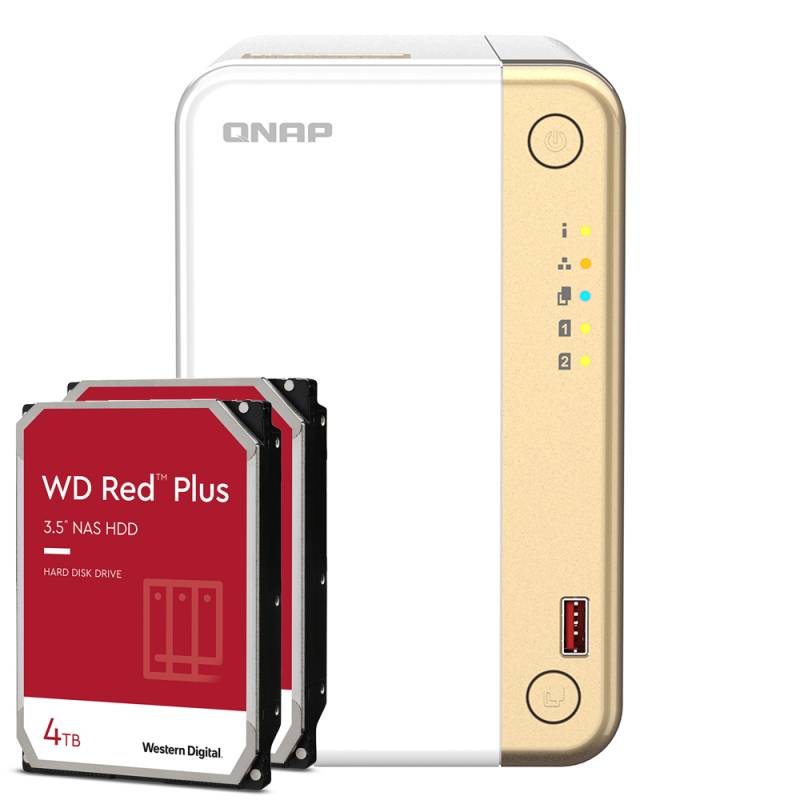 QNAP Systems TS-262-4G 8TB WD Red Plus NAS-Bundle NAS inkl. 2x 4TB WD Red Plus 3.5 Zoll SATA Festplatte von QNAP