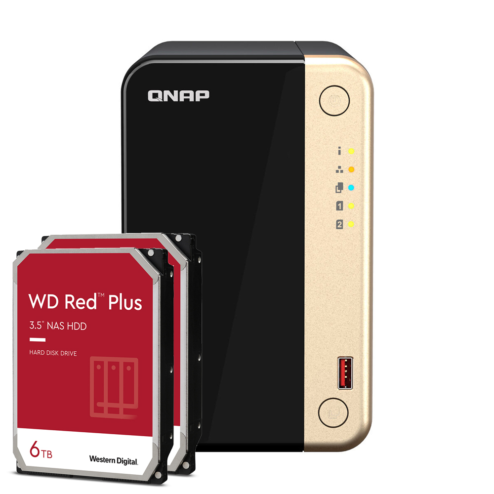 QNAP Systems TS-264-8G 12TB WD Red Plus NAS-Bundle NAS inkl. 2x 6TB WD Red Plus 3.5 Zoll SATA Festplatte von QNAP