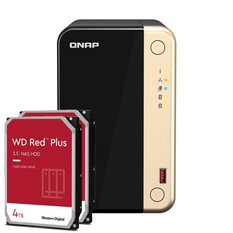 QNAP Systems TS-264-8G 8TB WD Red Plus NAS-Bundle NAS inkl. 2x 4TB WD Red Plus 3.5 Zoll SATA Festplatte von QNAP
