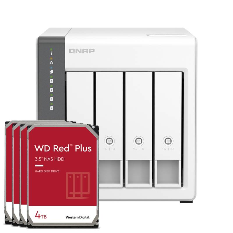 QNAP Systems TS-433-4G 16TB WD Red Plus NAS-Bundle NAS inkl. 4x 4TB WD Red Plus 3.5 Zoll SATA Festplatte von QNAP