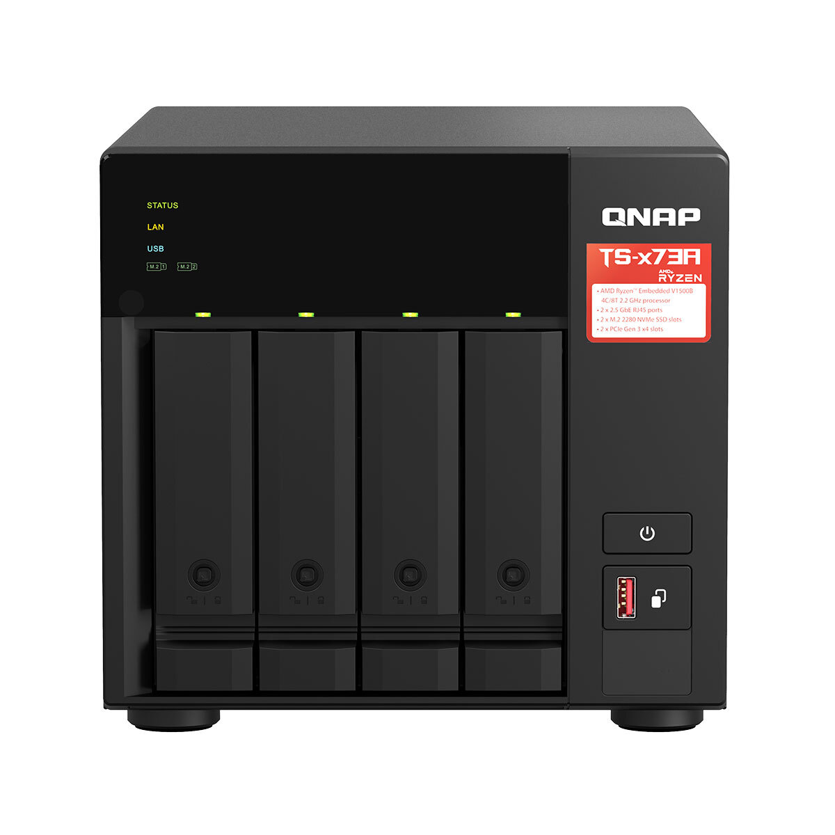QNAP Systems TS-473A-8G NAS 4-Bay [0/4 HDD/SSD, 2x 2.5 Gigabit Ethernet, 3x USB-A, 1x USB-C, 8GB RAM] von QNAP