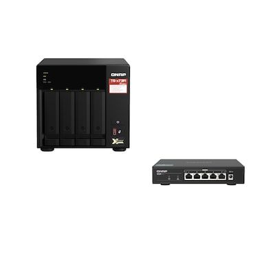 QNAP TS-473A-SW5T TS-473A-8G NAS System + QSW-1105-5T Switch von QNAP