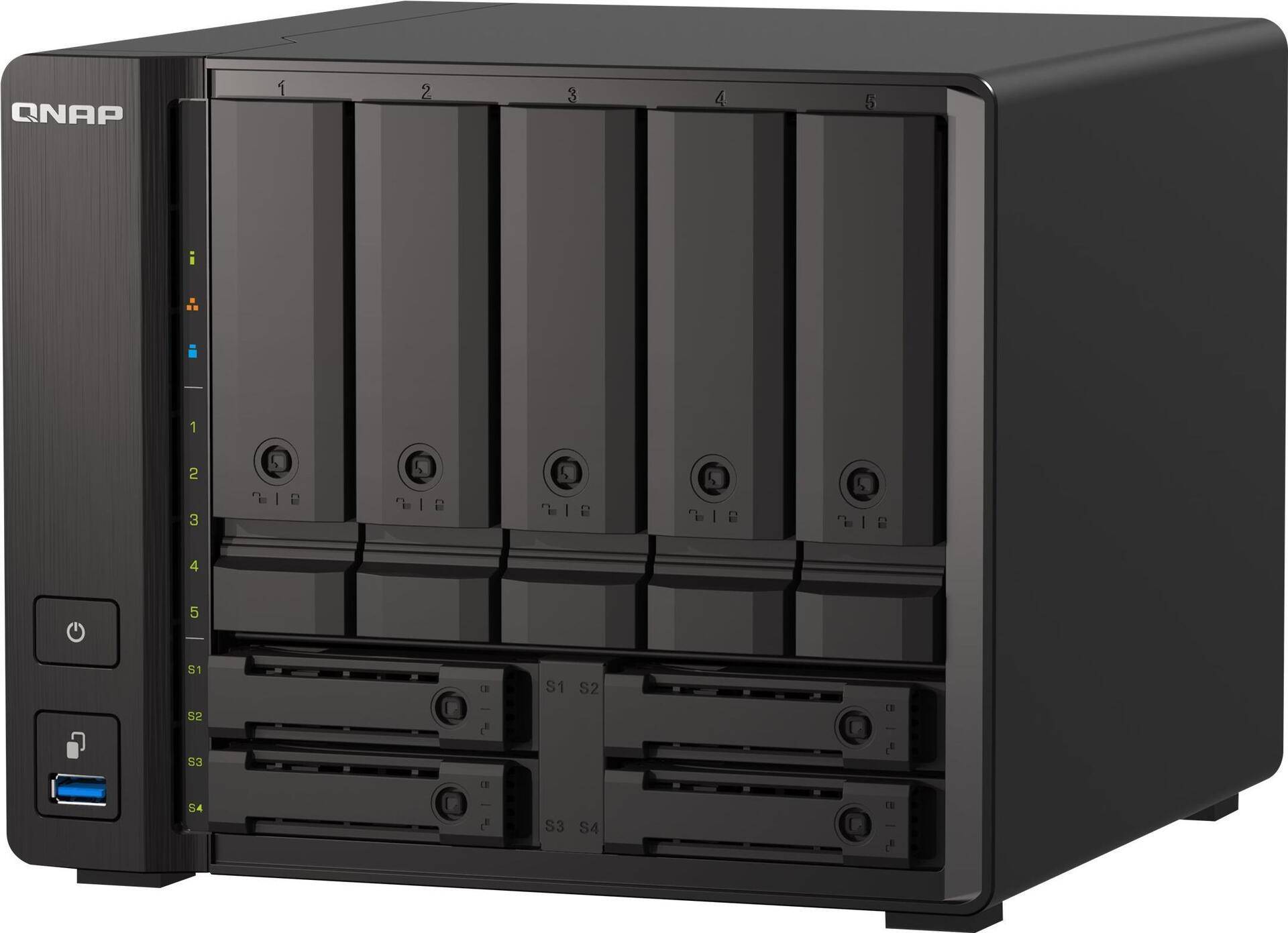 QNAP TS-H973AX-32G - NAS-Server - 9 Schächte - SATA 6Gb/s - RAID 0, 1, 5, 6, 10, 50, JBOD, 60, RAID TP - RAM 32 GB - 2.5 Gigabit Ethernet / 10 Gigabit Ethernet - iSCSI QNAP TS-H973AX-32G - NAS-Server - 9 Schächte - SATA 6Gb/s - RAID 0, 1, 5, 6, 10, 50, JBOD, 60, RAID TP - RAM 32 GB - 2.5 Gigabit Ethernet / 10 Gigabit Ethernet - iSCSI von QNAP