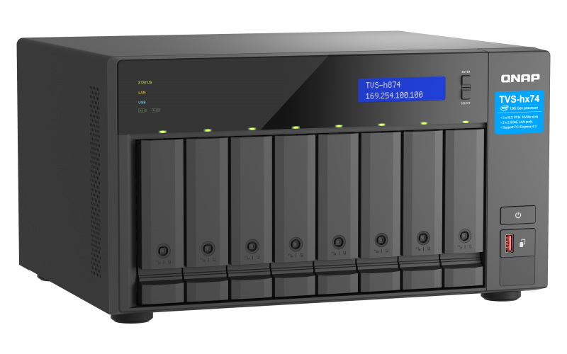 QNAP TVS-H874 - NAS-Server - 8 Schächte - SATA 6Gb/s - RAID 0, 5, 6, 10, 50, 60, RAID TP - RAM 32GB - iSCSI Support (TVS-H874-I5-32G) von QNAP