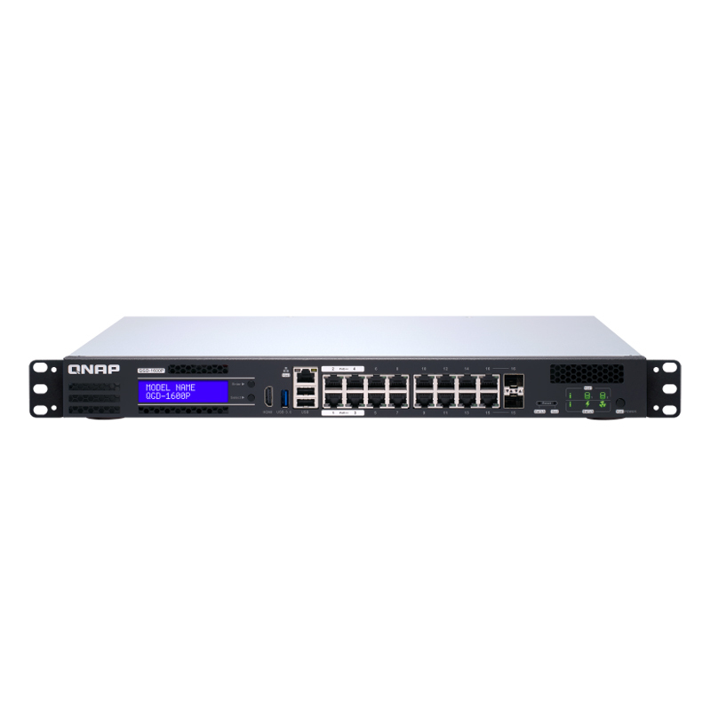 Qnap Systems QGD-1600P-8G 16-Port PoE Managed Switch [14x Gigabit LAN, 2x Gigabit LAN/SFP, PoE++, 8GB RAM] von QNAP