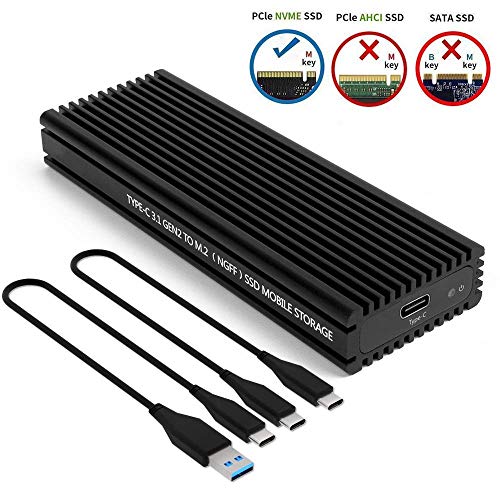 NVME USB Gehäuse mit Kühlkörper, USB 3.1 Gen 2 (10 Gbps), passend für 970 960 EVO PRO WD NVME SSD von QNINE