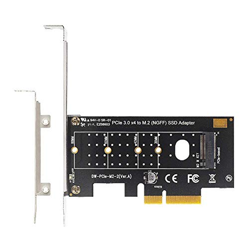 QNINE NVME PCIe Adapter, M.2 PCIe NVMe SSD M Key zu PCI Express 3.0 x2 Erweiterungskarte mit Low Profile Bracket für PC Desktop von QNINE