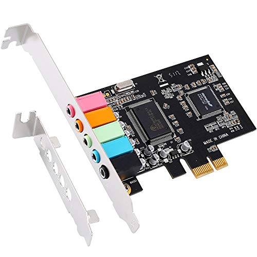 QNINE PCIe Soundkarte für PC Windows 10, PCI Express Desktop Sound Adapter mit Low Profile Halterung, 3D Stereo PCIe Audiokarte für Windows XP 7 8 von QNINE