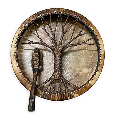 Schamanentrommel Baum des Lebens Dekoration Design Handmade Shamanic Drum Symbol der sibirischen Trommel Spirit Musik Leder + Holz von QNQA