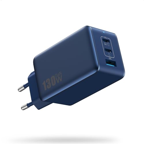 130W USB C Ladegerät, GaN IV 3-Port USB Netzteil, 65W Schnellladegerät Mehrfach PD QC PPS Ladestecker Type C Adapter für MacBook Pro, iPhone 16/15/14, iPad Pro, SteamDeck, Galaxy S23, Dell-Dunkelblau 130W USB C Ladegerät, GaN IV 3-Port USB Netzteil, 65W Schnellladegerät Mehrfach PD QC PPS Ladestecker Type C Adapter für MacBook Pro, iPhone 16/15/14, iPad Pro, SteamDeck, Galaxy S23, Dell-Dunkelblau von QODJN