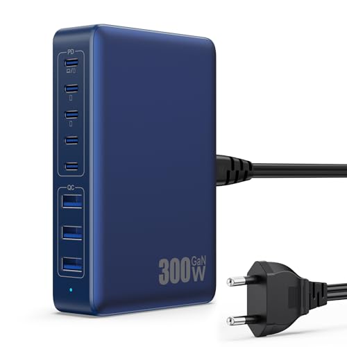300W USB C Ladegerät Mehrfach, 8 Ports USB Schnellladegerät USB Ladestation mit 5 USB-C und 3 USB-A Charger PD PPS 100W USB C Netzteil für Laptop, MacBook, iPad, iPhone 16/15/14...Sumsung-Dunkelblau 300W USB C Ladegerät Mehrfach, 8 Ports USB Schnellladegerät USB Ladestation mit 5 USB-C und 3 USB-A Charger PD PPS 100W USB C Netzteil für Laptop, MacBook, iPad, iPhone 16/15/14...Sumsung-Dunkelblau von QODJN