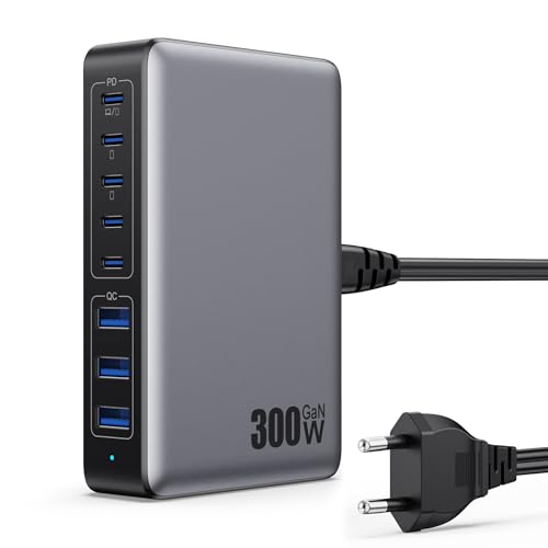300W USB C Ladegerät Mehrfach, 8 Ports USB Schnellladegerät USB Ladestation mit 5 USB-C und 3 USB-A Charger PD PPS 100W USB C Netzteil für Laptop, MacBook, iPad, iPhone 16/15/14...Sumsung usw-Schwarz 300W USB C Ladegerät Mehrfach, 8 Ports USB Schnellladegerät USB Ladestation mit 5 USB-C und 3 USB-A Charger PD PPS 100W USB C Netzteil für Laptop, MacBook, iPad, iPhone 16/15/14...Sumsung usw-Schwarz von QODJN