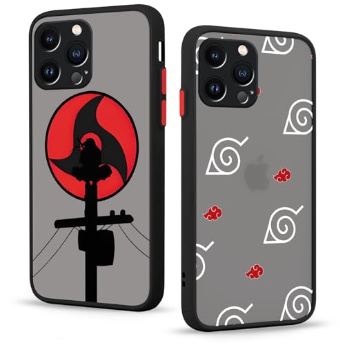 QOMJSDLP Schutzhülle 2 Stück für iPhone 16 pro Hülle 6.3'' Anime Naruto Akatsuki Manga Mode Muster Design Case Stoßstangenschutz Handyhülle Stoßfest TPU Silikon Weich Cover von QOMJSDLP