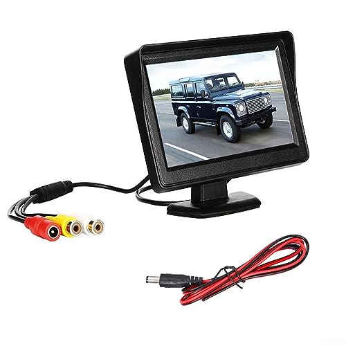 Mini-Auto-Monitor für Rückfahrkamera, 10,9 cm (4,3 Zoll) TFT-LCD-Rückfahrkamera, Einparkhilfe-System, mit 1 Kabel, einfache Installation von QOXEZY