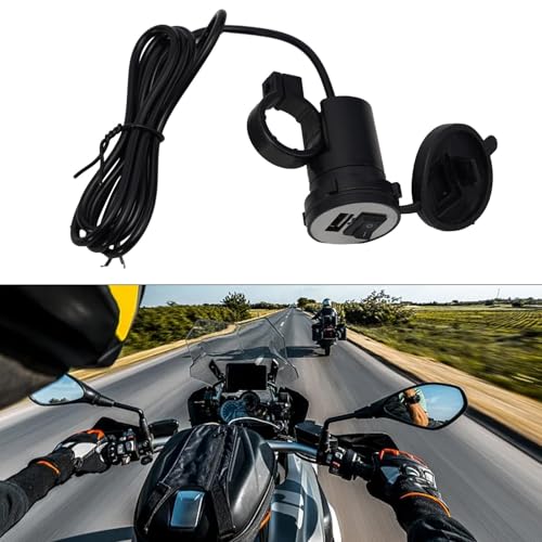Motorrad-USB-Ladegerät, 12 V, wasserdichtes Design mit Schnellladefunktion (schwarz) von QOXEZY