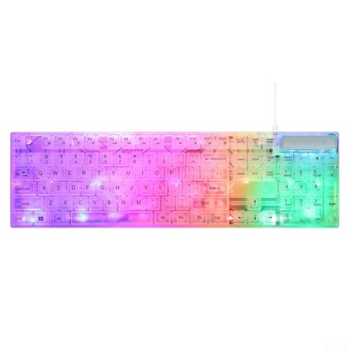 QOXEZY Kabelgebundene Gaming-Tastatur mit RGB-Hintergrundbeleuchtung bietet ein einzigartiges Tipperlebnis mit komfortablen mechanischen Tasten (Brettlicht) von QOXEZY
