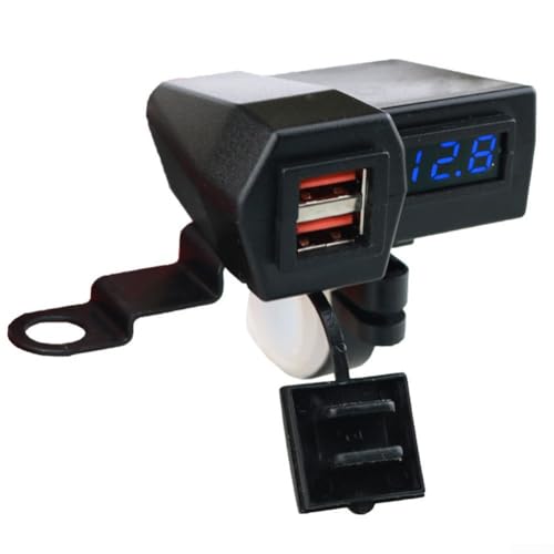 Schlankes Design Motorrad USB-Ladebuchse mit mehreren Schutzvorrichtungen einschließlich Kurzschluss-Prävention (Blau) von QOXEZY