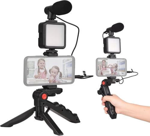 QPLOVE Smartphone Video Kit, Mobilphone Video Vlog Kit mit Mikrofon, LED-Licht, Telefonständer, Stativ, kompatibel mit iPhone, Android, für Tiktok, YouTube, Aufnahme, Vlogging, Live Streaming QPLOVE Smartphone Video Kit, Mobilphone Video Vlog Kit mit Mikrofon, LED-Licht, Telefonständer, Stativ, kompatibel mit iPhone, Android, für Tiktok, YouTube, Aufnahme, Vlogging, Live Streaming von QPLOVE