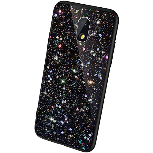 JAWSEU Kompatibel mit Samsung Galaxy J3 2017 Hülle Glänzend Bling Glitzer Sterne Muster Durchsichtig TPU Silikon Hülle Tasche Bumper Case Kristall klar Handyhülle für Galaxy J330,Schwarz# von QPOLLY