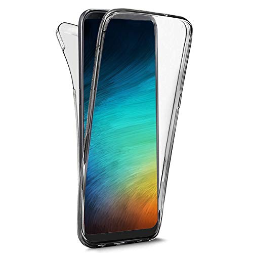 QPOLLY 360 Grad Hülle Kompatibel mit Samsung Galaxy A40 Handyhülle Transparent Silikon Beidseitig Vorne & Hinten Fullbody Doppel Schutzhülle Ultra Dünn Flexibel Handy Hülle Tasche Case Bumper,Schwarz von QPOLLY