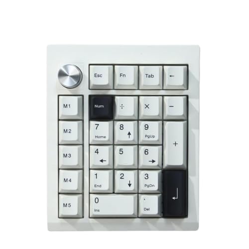 QPSJXN Bluetooth 5.0 2.4 GHz Kabel verdrahtet heiße Swappbare Dichtung Numpad kompatibel mit Win und Programmierbar QMK über GMK26(White) von QPSJXN