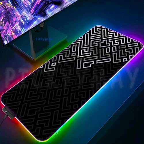 QPSJXN Luminöser geometrischer RGB -Gaming -Maus -Pad großer schwarzer Gummi -Matte -Tastatur Maus -Pad XXL Office Mausmatten(WA00925 (2)) von QPSJXN