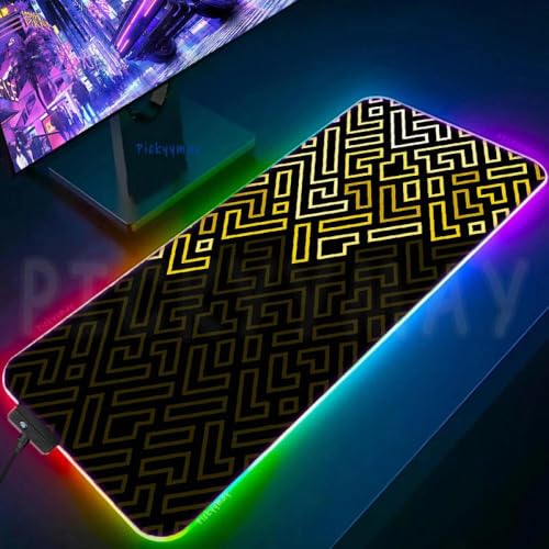 QPSJXN Luminöser geometrischer RGB -Gaming -Maus -Pad großer schwarzer Gummi -Matte -Tastatur Maus -Pad XXL Office Mausmatten(WA00925 (7)) von QPSJXN