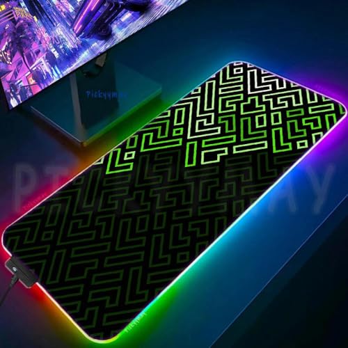 QPSJXN Luminöser geometrischer RGB -Gaming -Maus -Pad großer schwarzer Gummi -Matte -Tastatur Maus -Pad XXL Office Mausmatten(WA00925 (9)) von QPSJXN