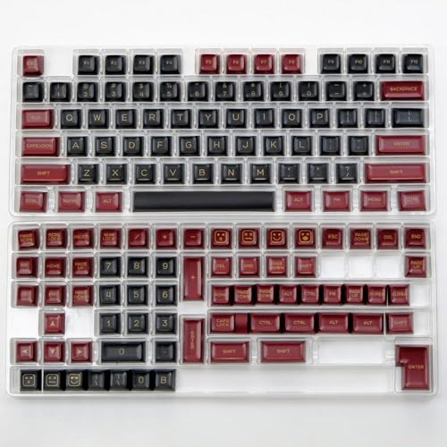 QPSJXN SA -Profil schwarz und gelb 142 PBT Double Shot Keycap Set für mechanische -Tastaturen mit verschiedenen Schalter(Black and Red) von QPSJXN
