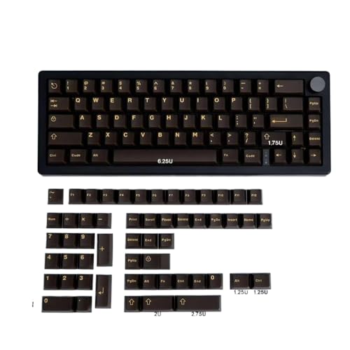 QPSJXN Translucent Double Shot Keycaps 121 Profil kompatibel mit mechanischen Tastaturen RK61 87 100 61 64 68 75 84 87 104(Black Gold-120keys) von QPSJXN