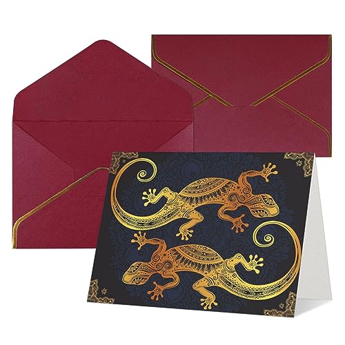 QQLADY Gecko Eidechsen Dankeskarten mit Umschlägen Blanko Geburtstagskarte Muttertagskarte Hochzeit Weihnachten Halloween Grußkarten Niedliche Blanko-Notizkarten Alle Anlässe Grußkarten von QQLADY