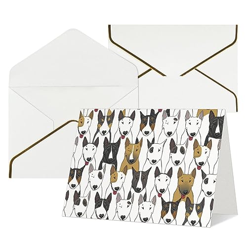 QQLADY Lustige Hunde Bullterrier Dankeskarten mit Umschlägen Blanko Geburtstagskarte Muttertagskarte Hochzeit Weihnachten Halloween Grußkarten Niedliche Blanko-Notizkarten für alle Anlässe von QQLADY