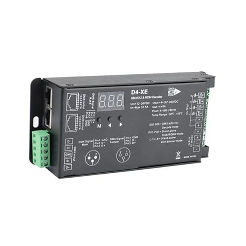 4-Kanal D4-XE DMX-Decoder-Controller, PWM, flimmerfreies Dimmen, 12 V-36 V, Digitalanzeige, 2000 Hz, 500 Hz, geeignet for RGB-LED-Leuchten von QRNHPJLJK