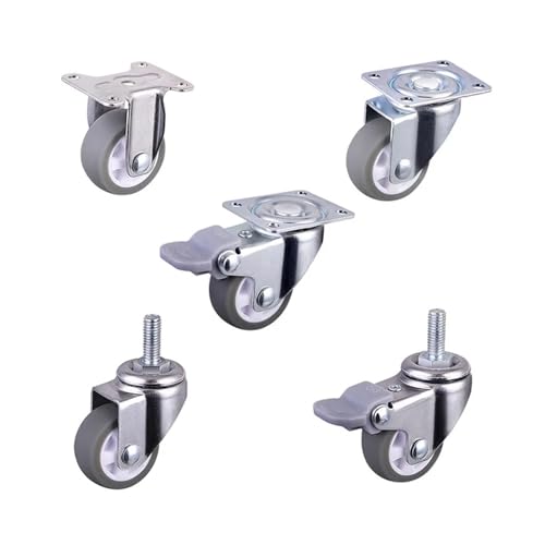 TPE-Schraubenrolle, grau, 1,25 Zoll, geräuscharmes Rad M6, Haushalts-Lenkrolle mit 32 mm Durchmesser, 4 Stück/Set von QRNHPJLJK