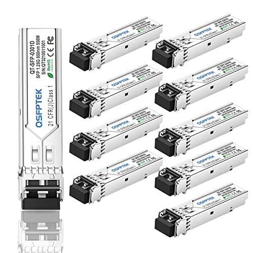 10 Stück 1000Base-SX Transceiver Gigabit Multimode SFP auf LC Modul, MMF 850nm, 550m, DOM, Mini-GBIC für Cisco GLC-SX-MMD, Meraki MA-SFP-1GB-SX, Mikrotik, Supermicro, Ubiquiti, Net. Ausrüstung von QSFPTEK