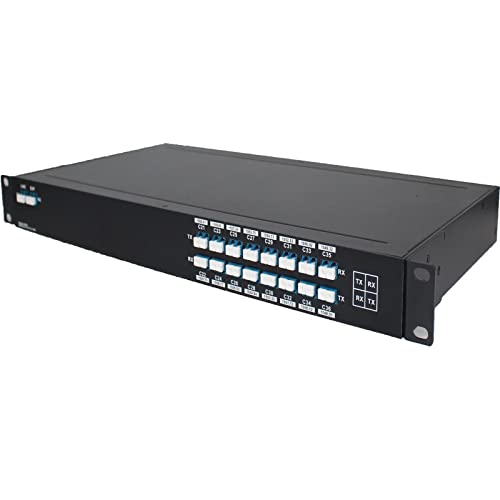 100GHZ DWDM MUX DEMUX 16 Kanäle 100GHz (C45-C60) LC/UPC, EINZELFASER, B BIDI 1U RACK von QSFPTEK